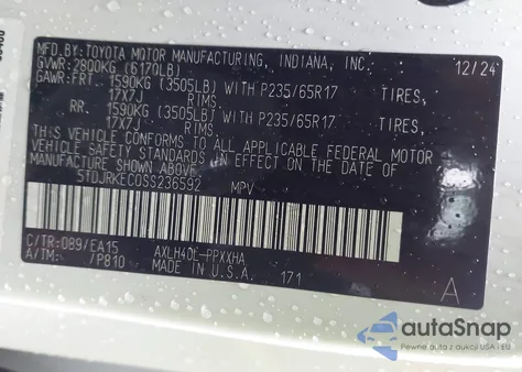 2025 Toyota Sienna Xle from USA, damaged, VIN 5TDJRKEC0SS236592